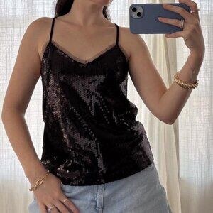 Black sequin top halter straps